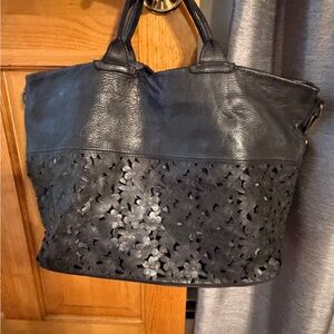 Black Genuine Leather Tote Bag